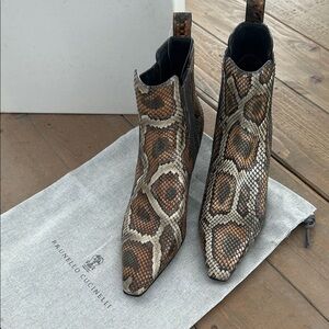 Brunello Cucinelli Multicolor python Snake  Ankle Boots
